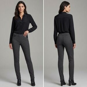 DKNY Jeans Womens XS Charcoal Gray Faux Leather Trim Pull On‎ Leggings Pants